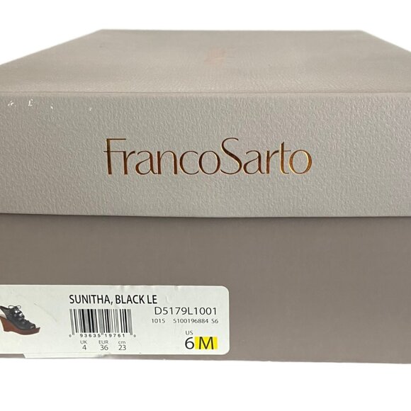 Franco Sarto Sunitha Black Leather Lace Up Wedge Sandal - Size 6 - Picture 10 of 11